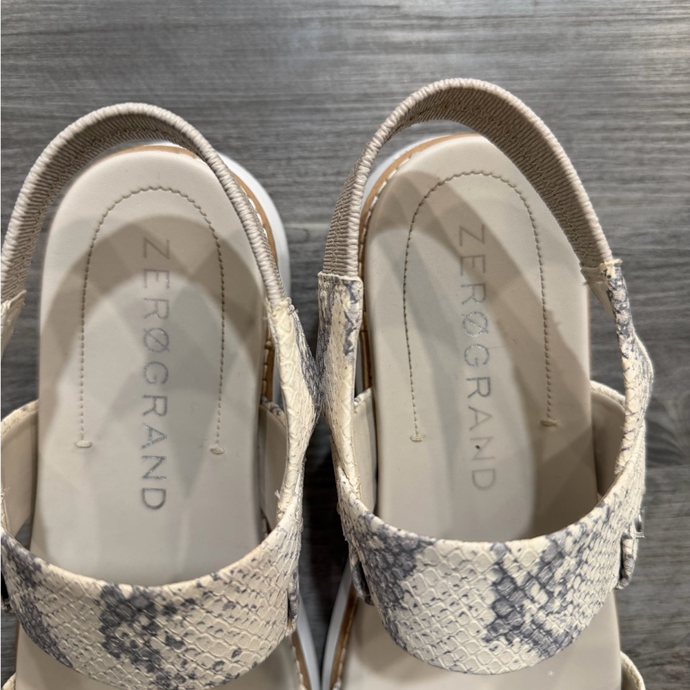 Cole Haan Zerogrand Double Band Cream and Gray Snake Print Sandals - Picture 7 of 14